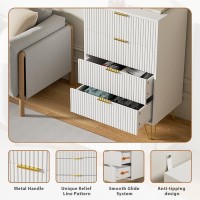 Bvfuka 4 Drawer Dresser For Bedroom White Bedroom Dresser With Gold Handles Tall Chest Of Drawers For Kids Room Small Wood St