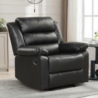 HAOMARKETS Manual Recliner Chair, Breathable Faux Leather Recliner with Overstuffed Backrest and Armrests, Upholstered Reclining Sofa Chair for Living Room