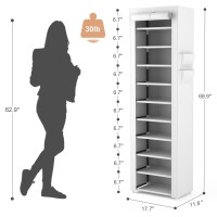 Vtrin Vertical Narrow Shoe Rack Organizer Tall Shoe Rack For Closet Entryway 10 Tier Nonwoven Cover Shoe Shelf Holds 2022 Pair