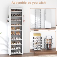 Vtrin Vertical Narrow Shoe Rack Organizer Tall Shoe Rack For Closet Entryway 10 Tier Nonwoven Cover Shoe Shelf Holds 2022 Pair