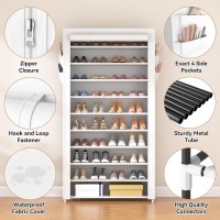 Rojasop Shoe Rack With Covers 10 Tier Large Shoe Organizer Tall Shoe Closet Storage For 5055 Pairs Shoe And Boot Free Standing