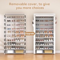 Rojasop Shoe Rack With Covers 10 Tier Large Shoe Organizer Tall Shoe Closet Storage For 5055 Pairs Shoe And Boot Free Standing