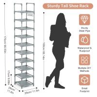 Lanteful Narrow Shoe Rack 10Tier Tall Shoe Organizer Skinny Shoe Shelf Storage For 1015 Pairs Shoe And Boot Space Saving Corn