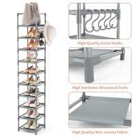 Lanteful Narrow Shoe Rack 10Tier Tall Shoe Organizer Skinny Shoe Shelf Storage For 1015 Pairs Shoe And Boot Space Saving Corn