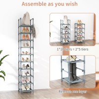 Lanteful Narrow Shoe Rack 10Tier Tall Shoe Organizer Skinny Shoe Shelf Storage For 1015 Pairs Shoe And Boot Space Saving Corn