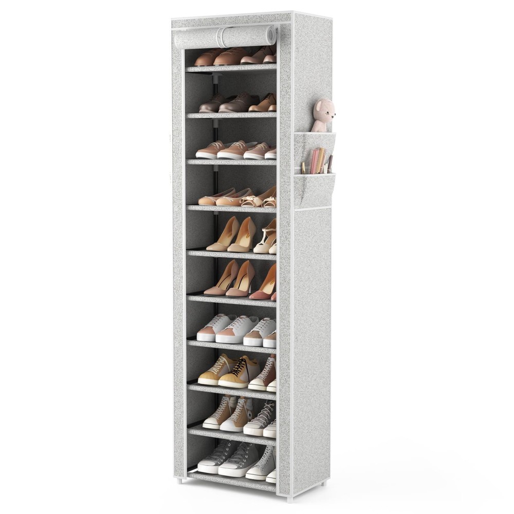 Vtrin Vertical Narrow Shoe Rack Organizer Tall Shoe Rack For Closet Entryway 10 Tier Nonwoven Cover Shoe Shelf Holds 2022 Pair