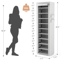 Vtrin Vertical Narrow Shoe Rack Organizer Tall Shoe Rack For Closet Entryway 10 Tier Nonwoven Cover Shoe Shelf Holds 2022 Pair