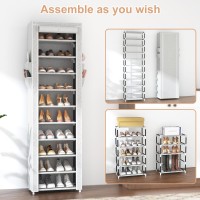 Vtrin Vertical Narrow Shoe Rack Organizer Tall Shoe Rack For Closet Entryway 10 Tier Nonwoven Cover Shoe Shelf Holds 2022 Pair