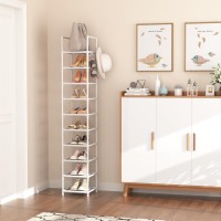 Lanteful Tall Narrow Shoe Rack 10Tier Skinny Shoe Shelf Storage For 1015 Pairs Shoes And Boots Space Saving Corner Shoe Rack