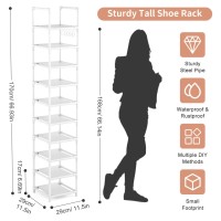 Lanteful Tall Narrow Shoe Rack 10Tier Skinny Shoe Shelf Storage For 1015 Pairs Shoes And Boots Space Saving Corner Shoe Rack