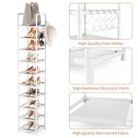 Lanteful Tall Narrow Shoe Rack 10Tier Skinny Shoe Shelf Storage For 1015 Pairs Shoes And Boots Space Saving Corner Shoe Rack