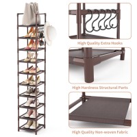 Lanteful Tall Shoe Rack 10Tier Narrow Shoe Shelf Storage For 1015 Pairs Shoe And Boot Sturdy Shoe Storage Space Saving Corner