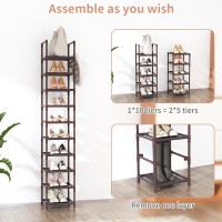 Lanteful Tall Shoe Rack 10Tier Narrow Shoe Shelf Storage For 1015 Pairs Shoe And Boot Sturdy Shoe Storage Space Saving Corner