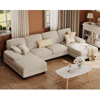 Furmax Sectional Couches For Living Room Ushaped Sofa Couch With Linen Fabric 4 Seat Sofa Set With Double Chaise For Apartmen