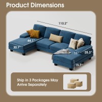 Furmax Sectional Couches For Living Room Ushaped Sofa Couch With Linen Fabric 4 Seat Sofa Set With Double Chaise For Apartmen