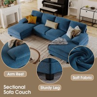 Furmax Sectional Couches For Living Room Ushaped Sofa Couch With Linen Fabric 4 Seat Sofa Set With Double Chaise For Apartmen