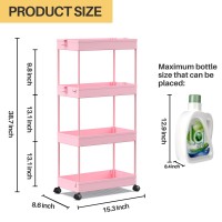 Spacekeeper Storage Cart 4Tier Bathroom Rolling Cart Utility Storage Organizer Shelf Mobile Shelving Unit For Kitchen Living R