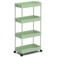 Spacekeeper Storage Cart 4Tier Bathroom Rolling Cart Utility Storage Organizer Shelf Mobile Shelving Unit For Kitchen Living R