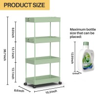 Spacekeeper Storage Cart 4Tier Bathroom Rolling Cart Utility Storage Organizer Shelf Mobile Shelving Unit For Kitchen Living R