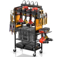 Cccei Power Tool Organizer Cart With Charging Station Garage Floor Rolling Storage Large Cart On Wheels For Mechanic Mobile 6