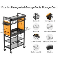 Cccei Power Tool Organizer Cart With Charging Station Garage Floor Rolling Storage Large Cart On Wheels For Mechanic Mobile 6