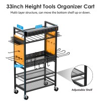 Cccei Power Tool Organizer Cart With Charging Station Garage Floor Rolling Storage Large Cart On Wheels For Mechanic Mobile 6