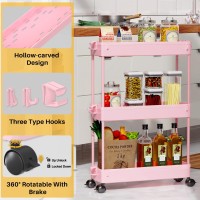 Spacekeeper Slim Rolling Storage Cart 3 Tier Bathroom Organizer Utility Cart Laundry Room Organization Mobile Shelving Unit For