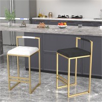 ANram Breakfast Bar Chairs Counter Height Bar Stool Barstools High Stools with Backs, Bar Chairs stools with Velvet Seat for Bistro Dining Breakfast Kitchen Island Gold Metal Wrought Iron Legs