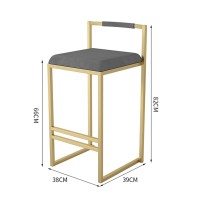 ANram Breakfast Bar Chairs Counter Height Bar Stool Barstools High Stools with Backs, Bar Chairs stools with Velvet Seat for Bistro Dining Breakfast Kitchen Island Gold Metal Wrought Iron Legs