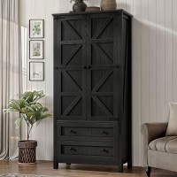 Dwvo Farmhouse Kitchen Pantry Cabinet 645 Tall Storage Cabinet With 2 Drawers And Adjustable Shelves Versatile Storage For