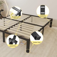 Roil 18 Inch Queen Size Bed Frame With Wood Slats 3500Lbs Heavy Duty No Box Spring Needed Platform Mattress Stoppers Double M