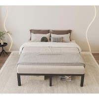 Roil 14 Inch Queen Size Bed Frame With Wood Slats 3500Lbs Heavy Duty No Box Spring Needed Platform Mattress Stoppers Double M