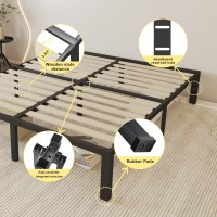 Roil 14 Inch Queen Size Bed Frame With Wood Slats 3500Lbs Heavy Duty No Box Spring Needed Platform Mattress Stoppers Double M