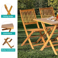 Panana 5Pcs Acacia Wood Outdoor Dining Set Folding Table With 4 Chairs Patio Garden Furniture Set For Patio, Deck, Yard