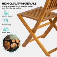 Panana 5Pcs Acacia Wood Outdoor Dining Set Folding Table With 4 Chairs Patio Garden Furniture Set For Patio, Deck, Yard