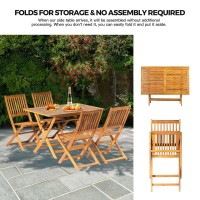 Panana 5Pcs Acacia Wood Outdoor Dining Set Folding Table With 4 Chairs Patio Garden Furniture Set For Patio, Deck, Yard