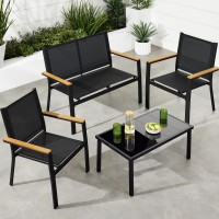 Best Choice Products 4Piece Outdoor Textilene Patio Conversation Set Backyard Furniture Wloveseat Coffee Table Steel Frame