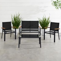 Best Choice Products 4Piece Outdoor Textilene Patio Conversation Set Backyard Furniture Wloveseat Coffee Table Steel Frame