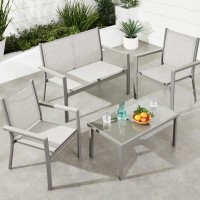 Best Choice Products 4Piece Outdoor Textilene Patio Conversation Set Backyard Furniture Wloveseat Coffee Table Steel Frame