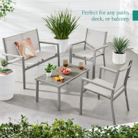 Best Choice Products 4Piece Outdoor Textilene Patio Conversation Set Backyard Furniture Wloveseat Coffee Table Steel Frame