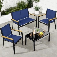 Best Choice Products 4Piece Outdoor Textilene Patio Conversation Set Backyard Furniture Wloveseat Coffee Table Steel Frame