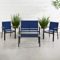 Best Choice Products 4Piece Outdoor Textilene Patio Conversation Set Backyard Furniture Wloveseat Coffee Table Steel Frame