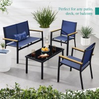 Best Choice Products 4Piece Outdoor Textilene Patio Conversation Set Backyard Furniture Wloveseat Coffee Table Steel Frame