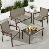 Best Choice Products 4Piece Outdoor Textilene Patio Conversation Set Backyard Furniture Wloveseat Coffee Table Steel Frame