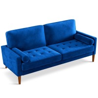 Vesgantti Loveseat Sofa 68 Blue Velvet Couch With Tufted Seat Mid Century Modern Couch For Living Room Bedroom Office Apar