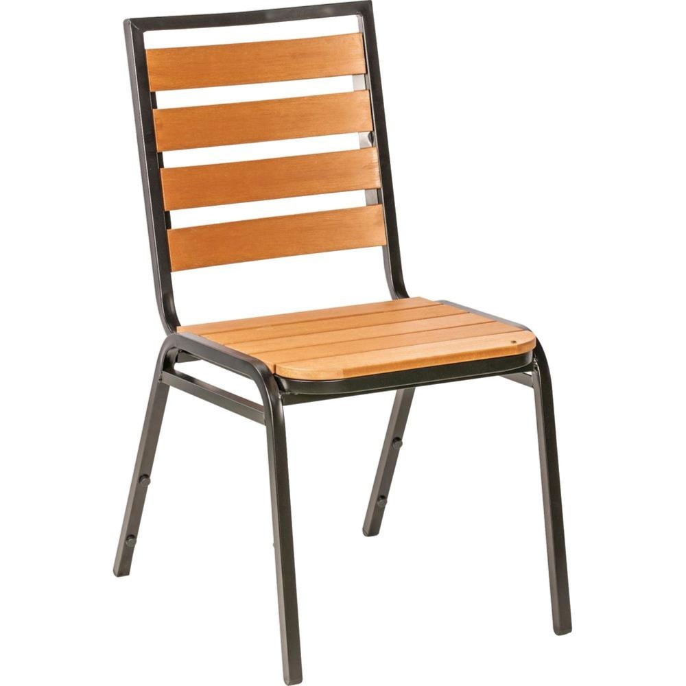 Lorell Teak Outdoor Chair Teak Faux Wood Seat Teak Faux Wood Back Fourlegged Base 4 Carton