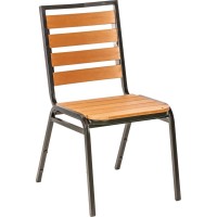 Lorell Teak Outdoor Chair Teak Faux Wood Seat Teak Faux Wood Back Fourlegged Base 4 Carton