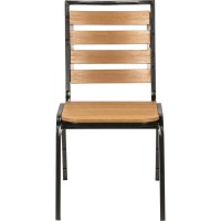 Lorell Teak Outdoor Chair Teak Faux Wood Seat Teak Faux Wood Back Fourlegged Base 4 Carton