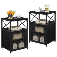 Vecelo Nightstand Set Of 2 With Drawer Modern Night Stand For Bedroom End Side Table For Living Room Bedroom Office Easy Asse