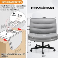 Comhoma Criss Cross Chair With Wheels Armless Wide Cross Legged Office Chair Mid Back Modern Home Office Desk Chair Swivel Adj